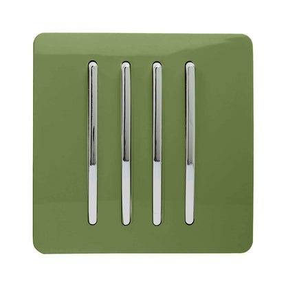 Trendi Switch 4 Gang 1 or 2 way Rocker Light Switch in Moss Green