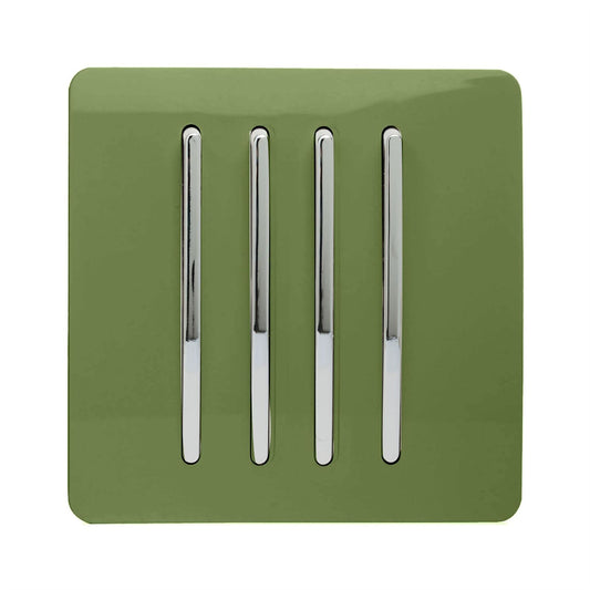 Trendi Switch 4 Gang 1 or 2 way Rocker Light Switchin Moss Green