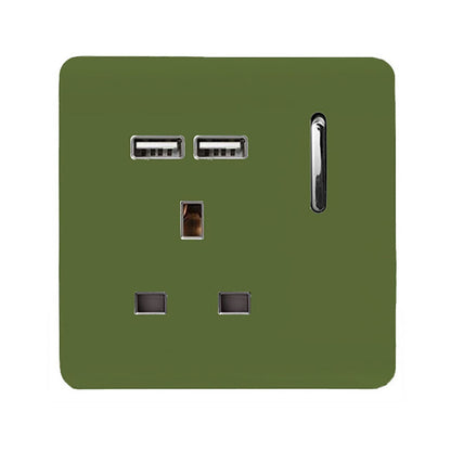 Trendi Switch 1 Gang USB 2100mA Plug Socket in Moss Green