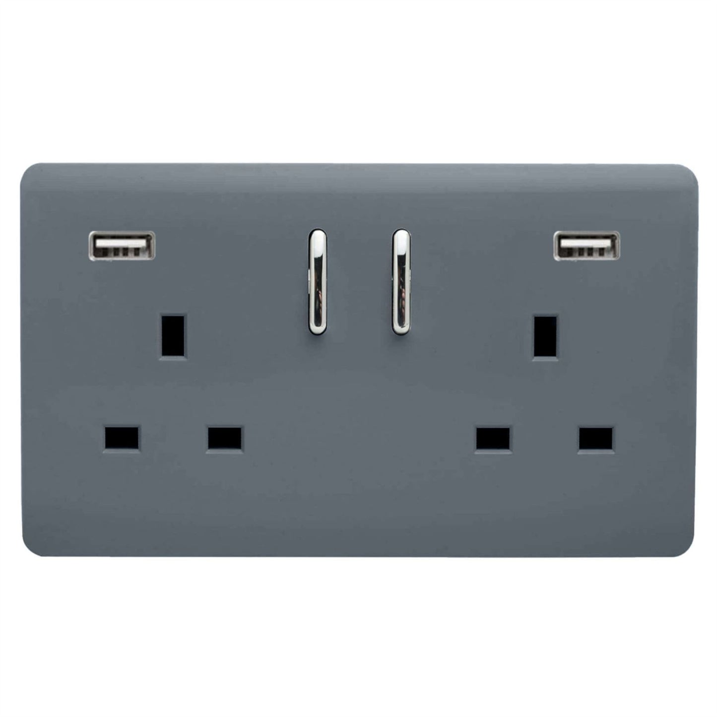 Trendi Switch 2 Gang USB Spare Faceplate For Modern Designer Plug Socket in Warm Grey