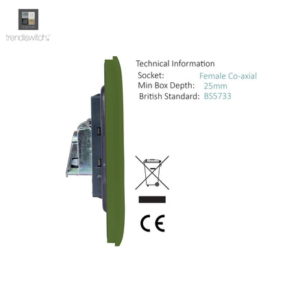 Trendi Switch 2 Gang Female Co-Axial Television Socket in Moss Green