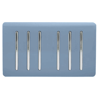 Trendi Switch 6 Gang 1 or 2 Way Light Switch in Sky Blue