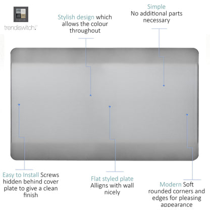 Trendi Switch Double Blanking Plate in Brushed Steel