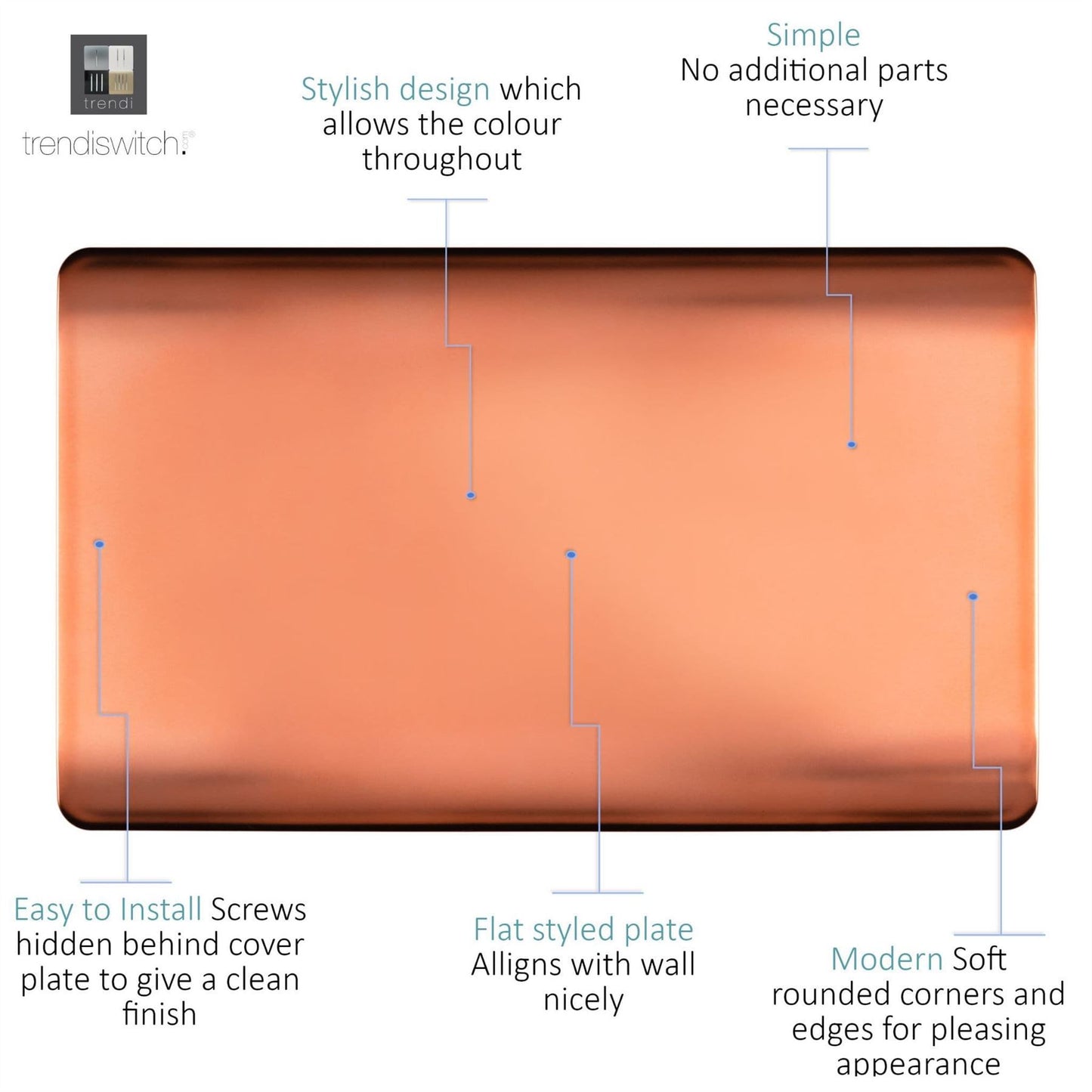 Trendi Switch Double Blanking Platein Copper