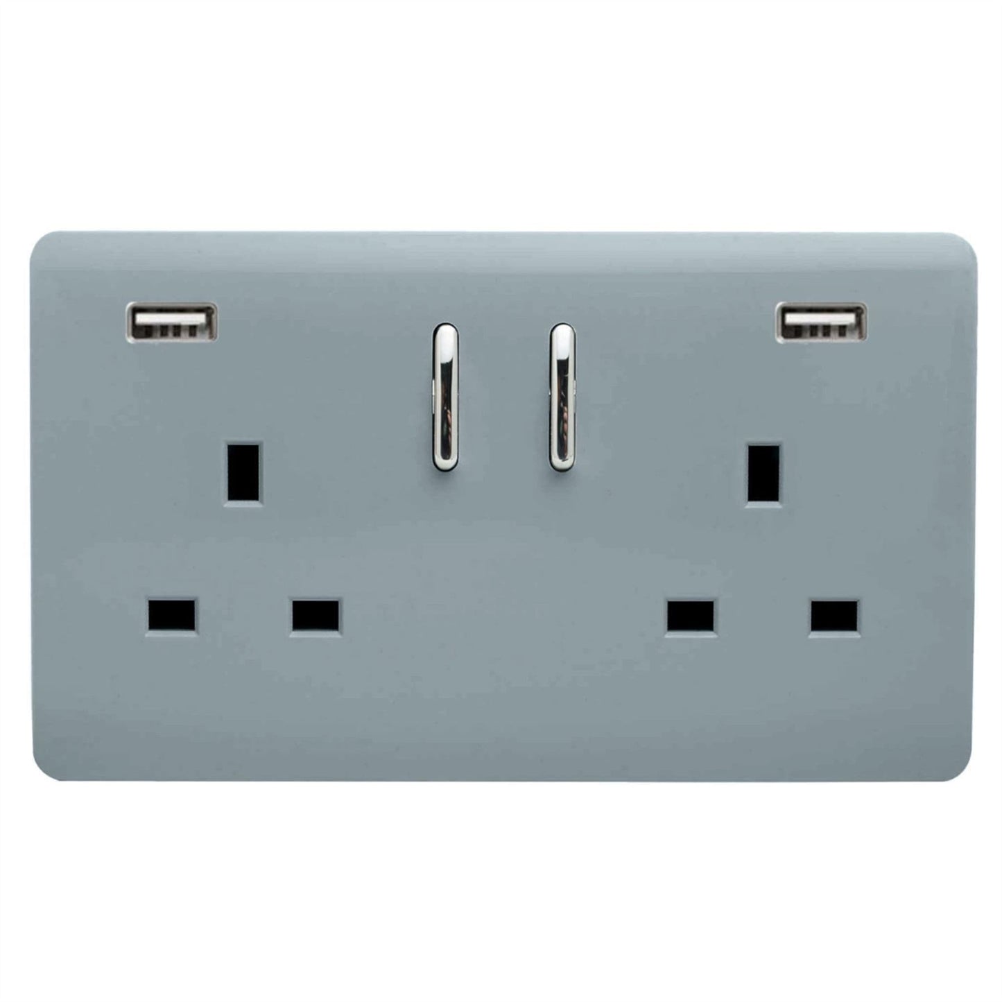 Trendi Switch 2 Gang USB Spare Faceplate For Modern Designer Plug Socket in Cool Grey