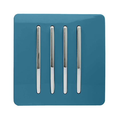 Trendi Switch 4 Gang 1 or 2 way Rocker Light Switch in Ocean Blue