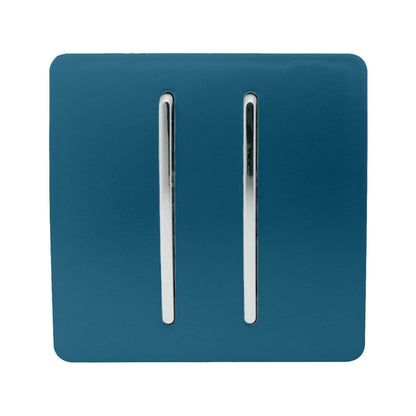 Trendi Switch 2 Gang Intermediate Rocker Light Switch in Midnight Blue
