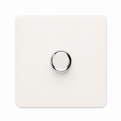 Trendi 1 Gang 2 Way 150w LED Dimmer Screwless 10 Amp Wall Light Switch in Matt White - ART-LDM150WMWH