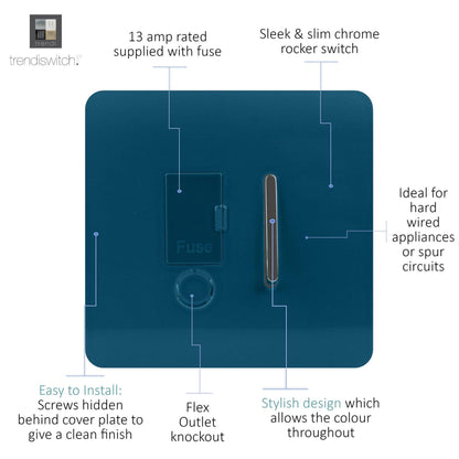 Trendi Switch 13 Amp Fused Spur with Flex Outlet in Midnight Blue