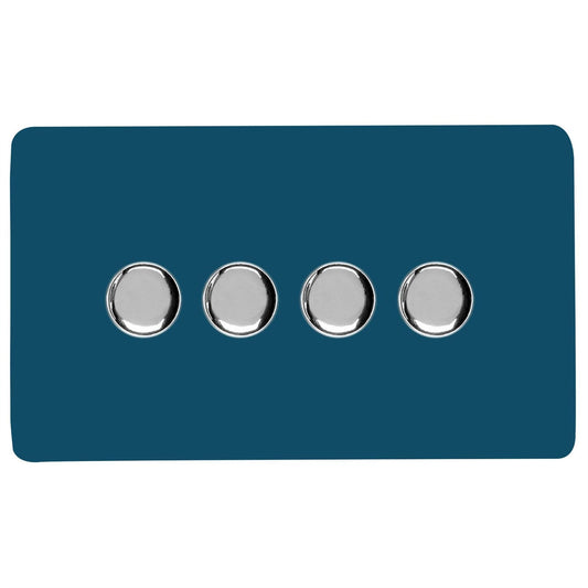 Trendi Switch 4 Gang 1 or 2 way 150w Rotary LED Dimmer Light Switchin Midnight Blue