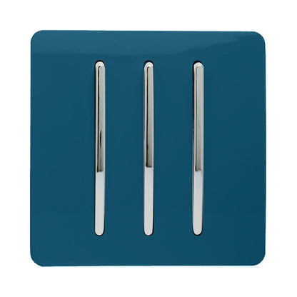 Trendi Switch 3 Gang 1 or 2 way Rocker Light Switch in Midnight Blue