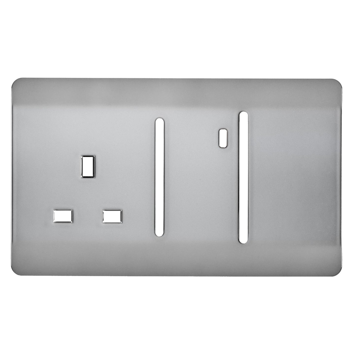 Trendi Switch Spare Faceplate For Cooker Switch & Plug Socket with Neon in Brushed Steel