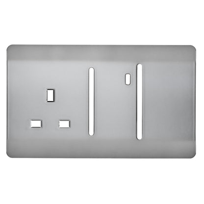 Trendi Switch Spare Faceplate For Cooker Switch & Plug Socket with Neon in Brushed Steel
