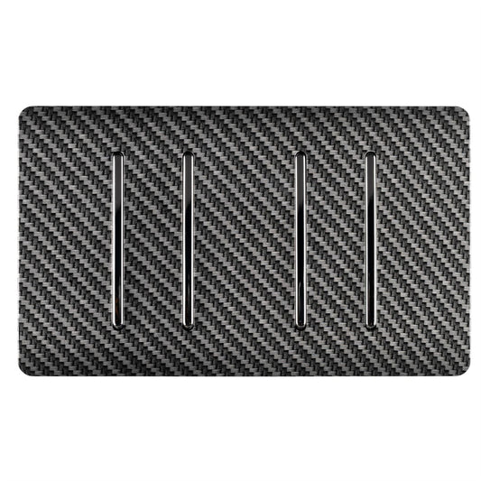 Trendi Switch 4 Gang Light Switch (3x 1 or 2 Way & 1 x Intermediate)in Carbon Fibre
