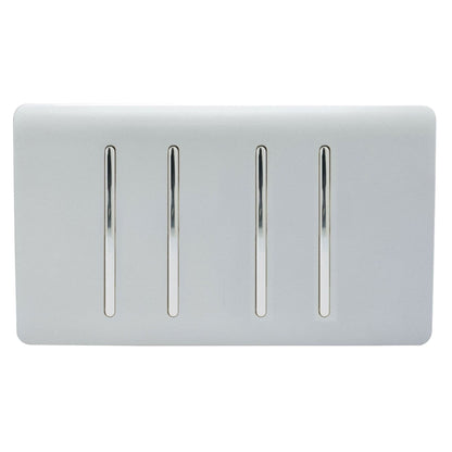 Trendi Switch 4 Gang Light Switch (3x 1 or 2 Way & 1 x Intermediate)in Platinum Silver
