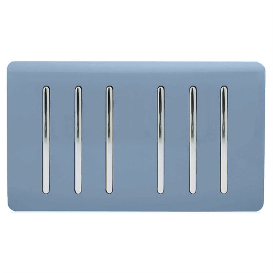 Trendi Switch 6 Gang Spare Faceplate for Modern Designer Light Switch in Sky Blue