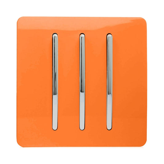 Trendi Switch 3 Gang 1 or 2 way Rocker Light Switchin Sunset Orange