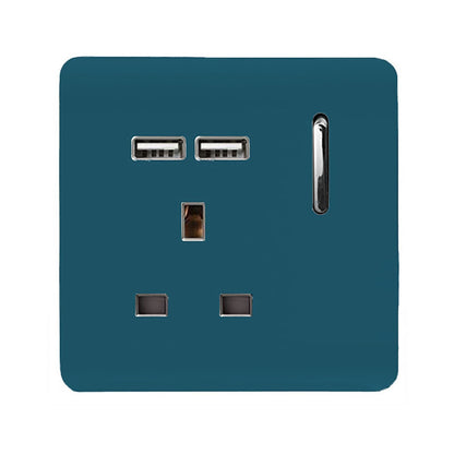 Trendi Switch 1 Gang USB 2100mA Plug Socket in Ocean Blue