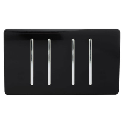 Trendi Switch 4 Gang Light Switch (2x 1 or 2 Way & 2 x Intermediate)in Piano Black