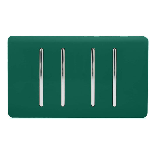 Trendi Switch 4 Gang Light Switch (2x 1 or 2 Way & 2 x Intermediate)in Dark Forest Green