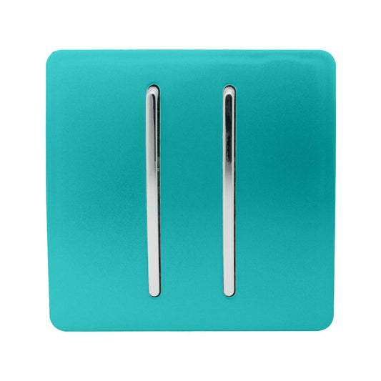 Trendi Switch 2 Gang 1 or 2 way Rocker Light Switchin Bright Teal