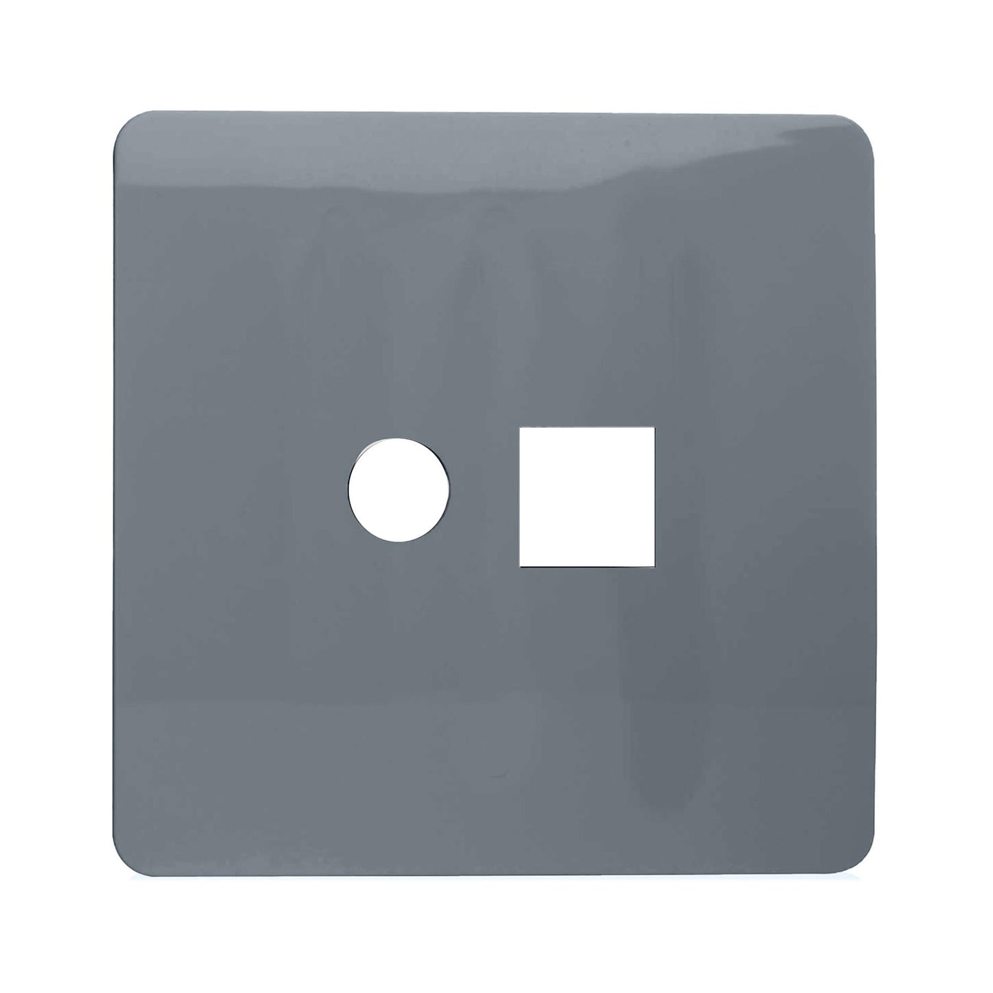 Trendi Switch 2 Gang Spare Faceplate For Modern Designer PC Ethernet Sockets in Warm Grey
