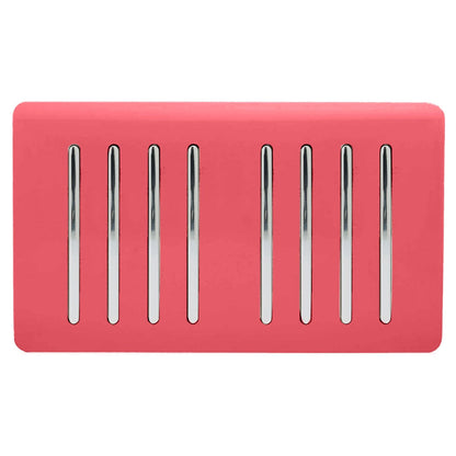 Trendi Switch 8 Gang 1 or 2 Way Light Switch in Strawberry Red