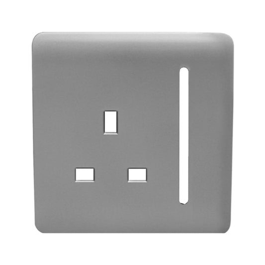 Trendi Switch 1 Gang 13 Amp Switched Spare Faceplate For Modern Designer Plug Socket in Light Grey