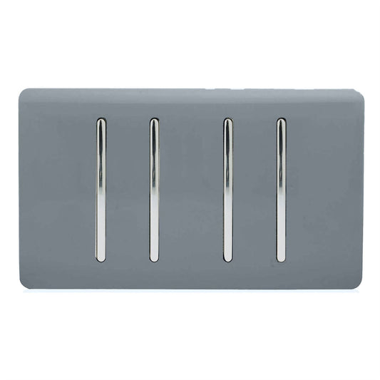 Trendi Switch 4 Gang Spare Twin Faceplate for Modern Designer Light Switch in Warm Grey