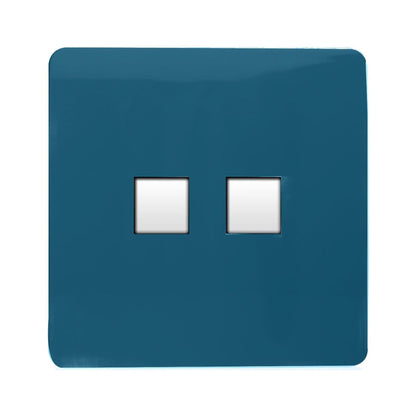 Trendi Switch 2 Gang RJ45 Cat 5e PC Ethernet & Telephone Slave Sockets in Midnight Blue