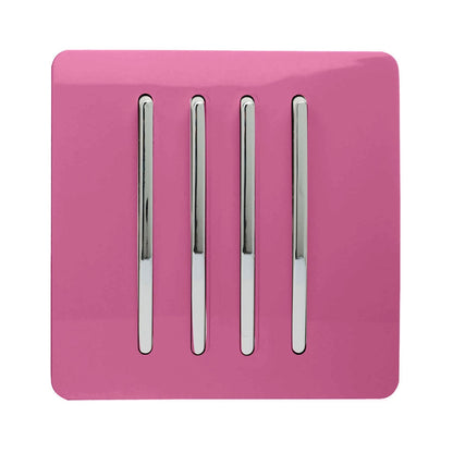 Trendi Switch 4 Gang 1 or 2 way Rocker Light Switch in Candy Pink