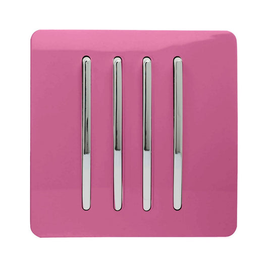 Trendi Switch 4 Gang 1 or 2 way Rocker Light Switchin Candy Pink
