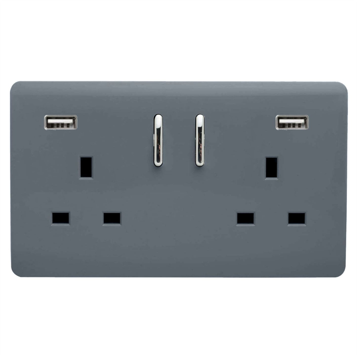 Trendi Switch 2 Gang USB 3100mA Plug Socketin Warm Grey