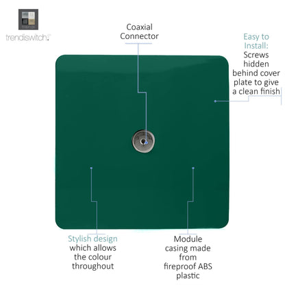Trendi Switch 1 Gang Female Co-Axial Television Socket in Dark Forest Green