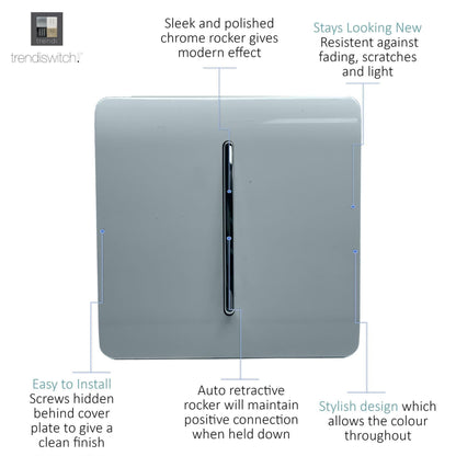 Trendi Switch 1 Gang Retractive Home Automation Switch in Cool Grey