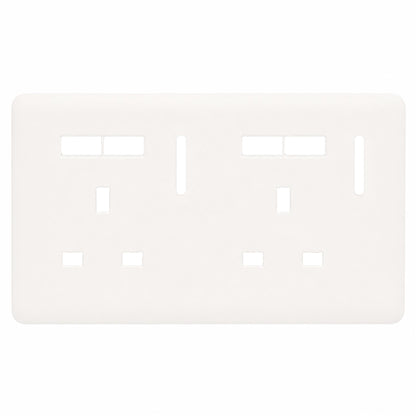 Trendi Switch 2 Gang 4 Port USB Spare Faceplate For Modern Designer Plug Socket in Matt White