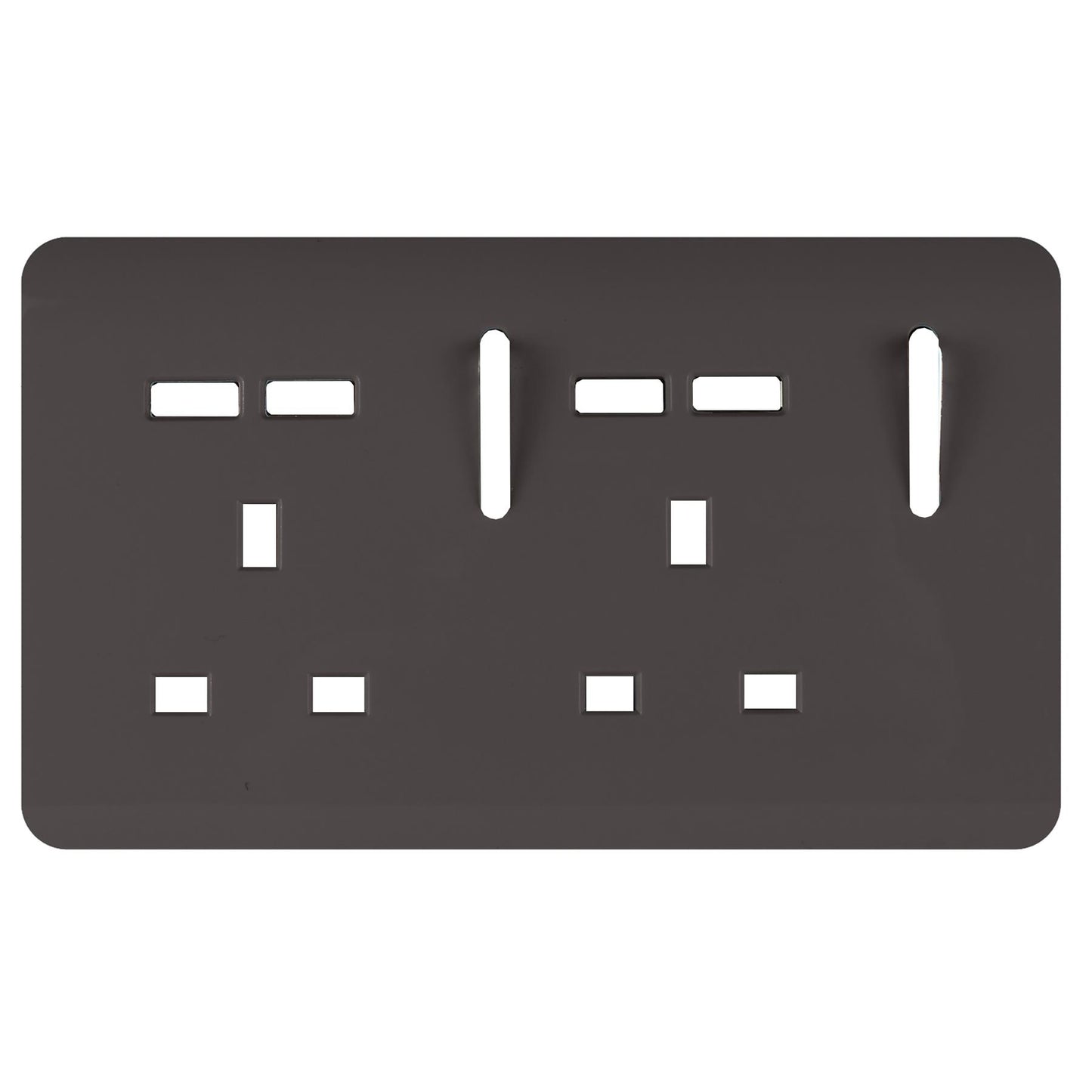 Trendi Switch 2 Gang 4 Port USB Spare Faceplate For Modern Designer Plug Socket in Dark Mocha Brown