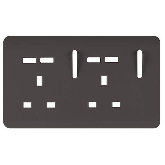Trendi Switch 2 Gang 4 Port USB Spare Faceplate For Modern Designer Plug Socket in Dark Mocha Brown