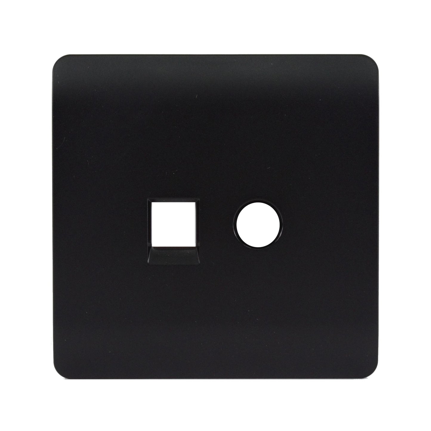 Trendi SPARE FACEPLATE TV Co-axial RJ45 Cat 5e/6 PC Ethernet Socket Matt Black