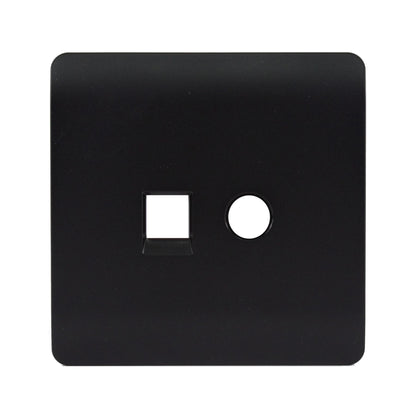 Trendi SPARE FACEPLATE TV Co-axial RJ45 Cat 5e/6 PC Ethernet Socket Matt Black