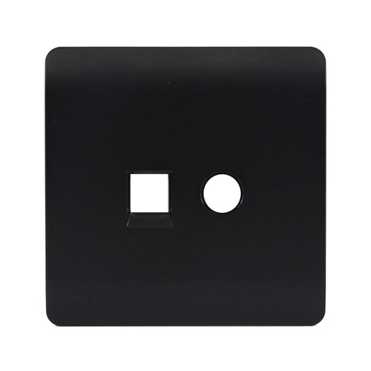 Trendi SPARE FACEPLATE TV Co-axial RJ45 Cat 5e/6 PC Ethernet Socket Matt Black