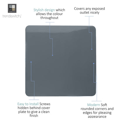 Trendi Switch Single Blanking Plate in Warm Grey