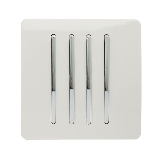 Trendi Switch 4 Gang 1 or 2 way Rocker Light Switchin Ice White