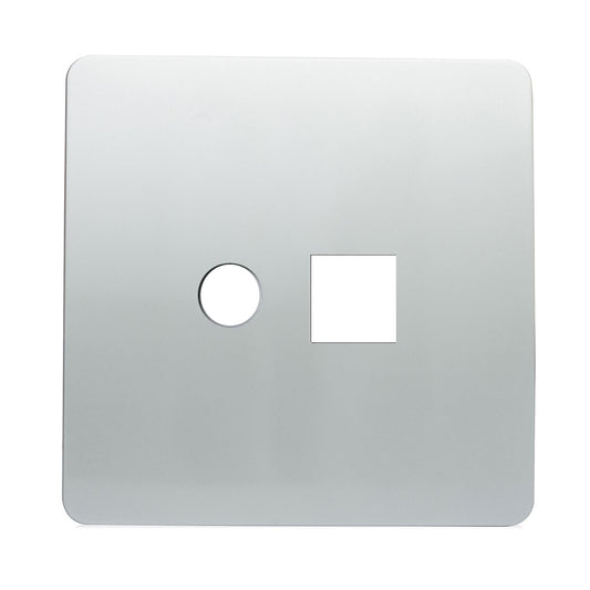 Trendi SPARE FACEPLATE For TV Co-axial + PC RJ45 Cat 5e/6 Ethernet Socket Silver