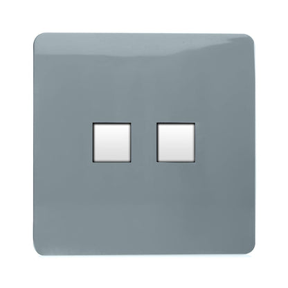 Trendi Switch 2 Gang RJ45 Cat 5e PC Ethernet Socket in Cool Grey