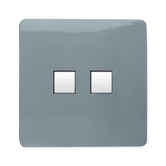 Trendi Switch 2 Gang RJ45 Cat 5e PC Ethernet Socketin Cool Grey