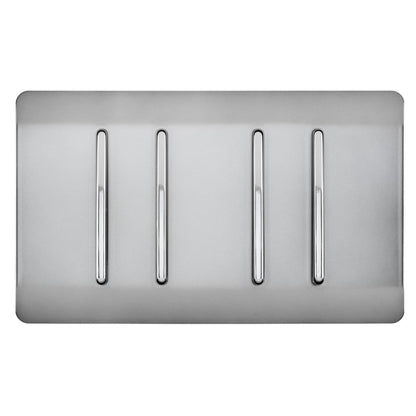 Trendi Switch 4 Gang 1 or 2 Way Light Switch in Brushed Steel