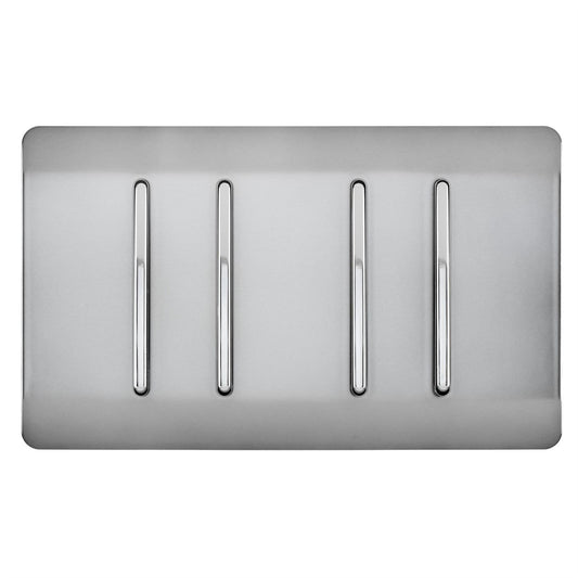 Trendi Switch 4 Gang 1 or 2 Way Light Switchin Brushed Steel