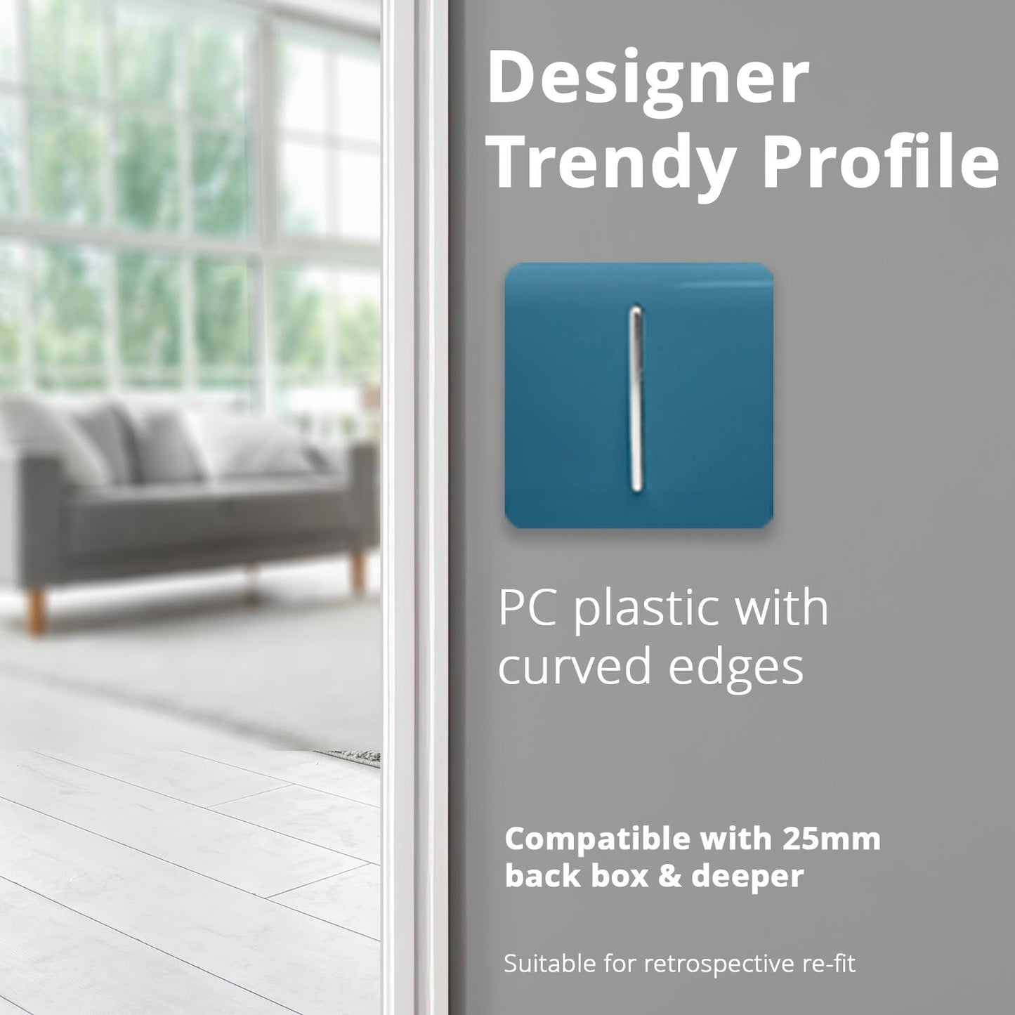 Trendi Switch 1 Gang 1 or 2 way Rocker Light Switchin Ocean Blue