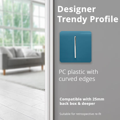 Trendi Switch 1 Gang 1 or 2 way Rocker Light Switch in Ocean Blue